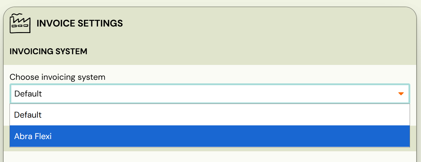 Select ABRA Flexi as invoice engine