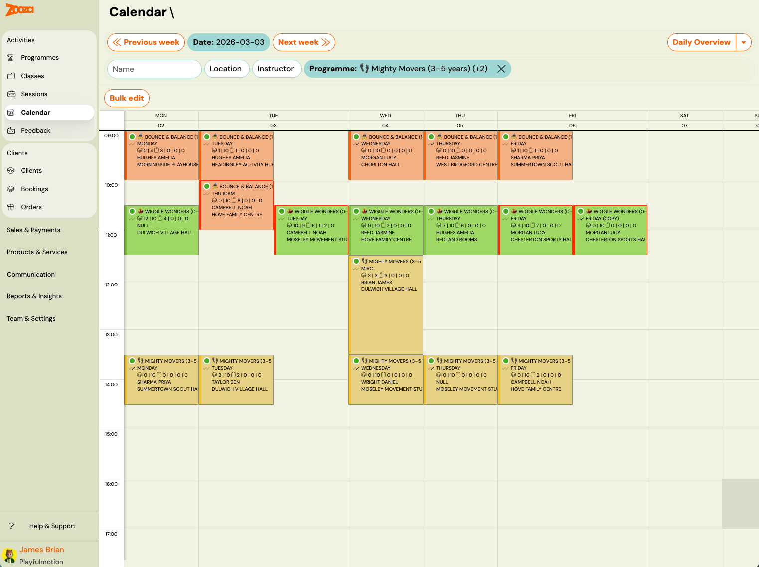 Screenshot — admin attendance management