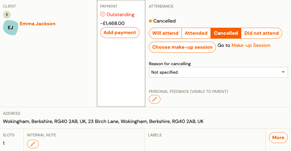 Screenshot — admin attendance management