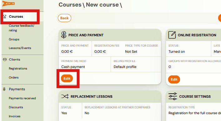 Price and Payment tile showing billing profile