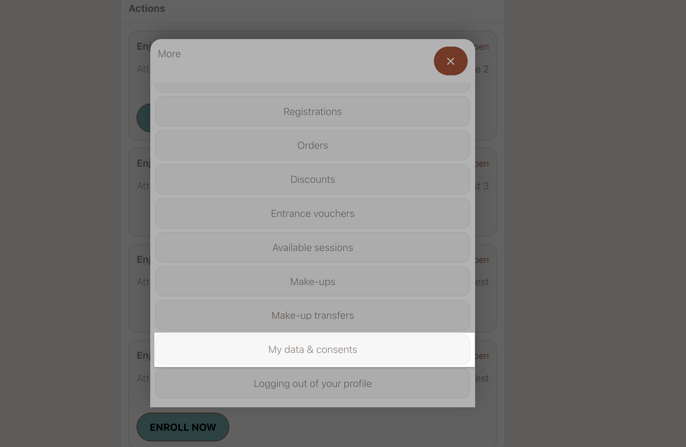 Client Profile consents section