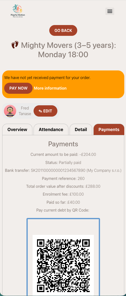 Screenshot — client profile 101