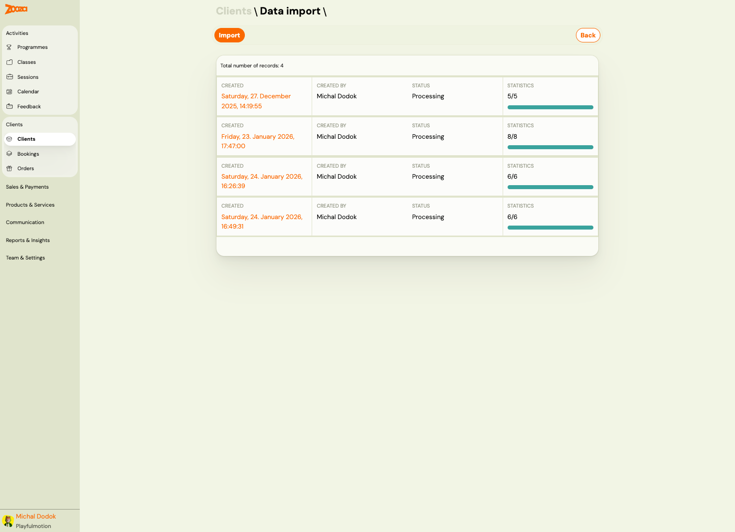 Data import list