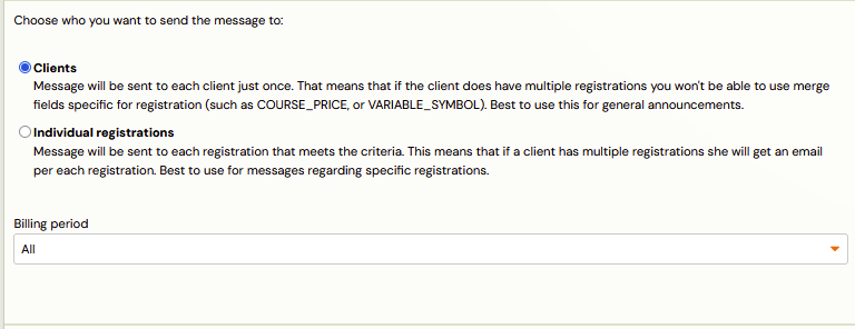 Clients vs registrations selection Clients vs registrations selection
