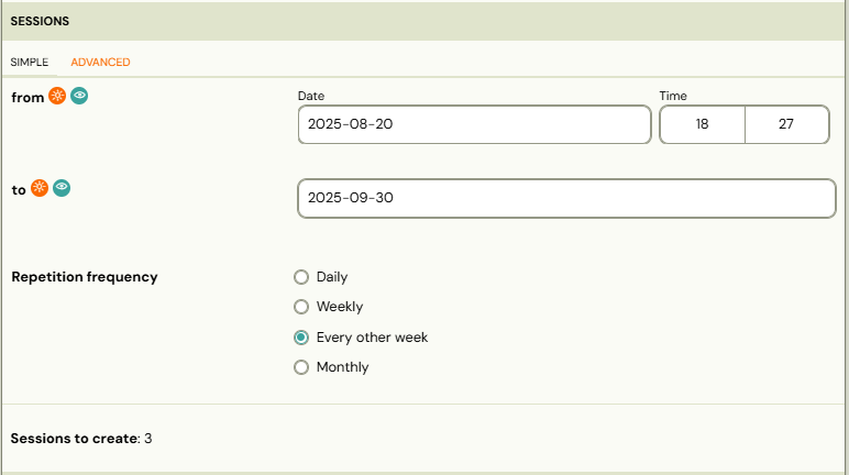 Session setup options