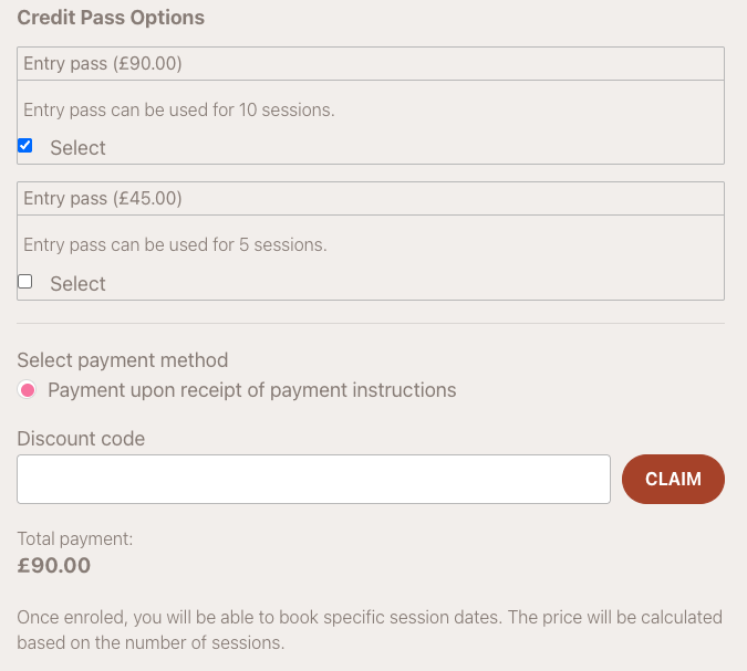 Booking form availability setting