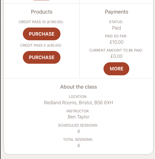 Screenshot — entry pass client view