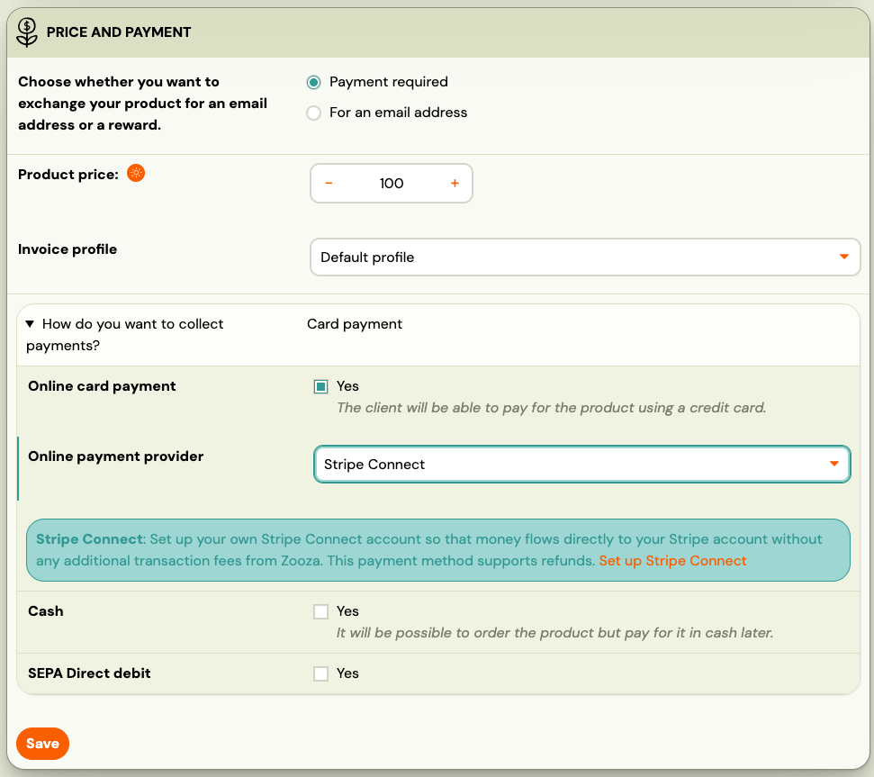 Credit value and payment config