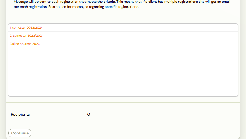 Group selection dropdown Group selection