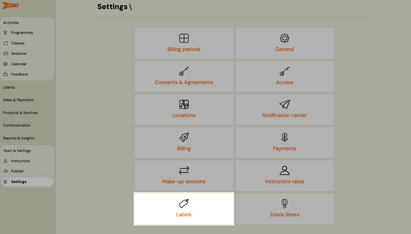 Screenshot — labels