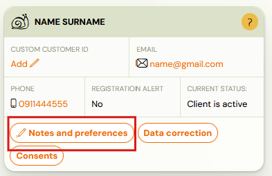 Notes and preferences section Notes and preferences - promotional emails