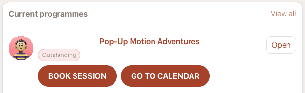 Client view — Book session button