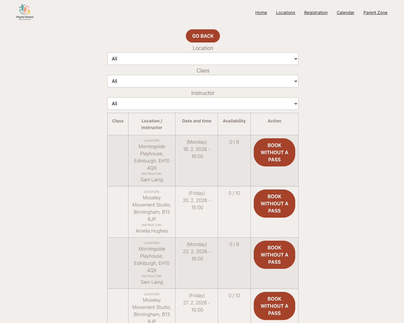 Client view — session booked confirmation