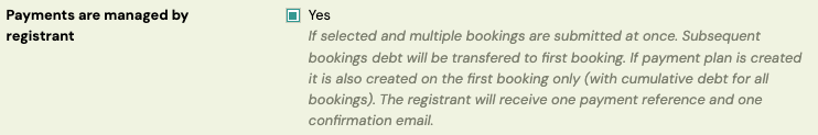 Screenshot — price and payment setup