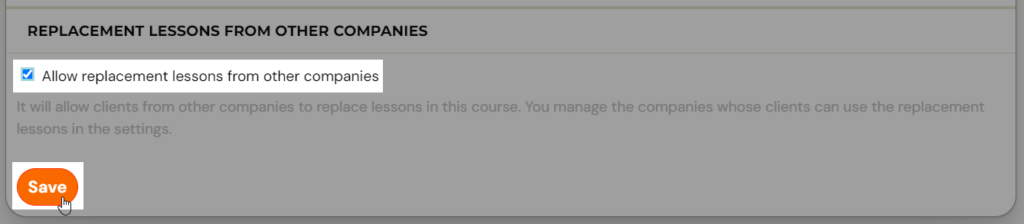 Allow replacement lessons from other companies checkbox