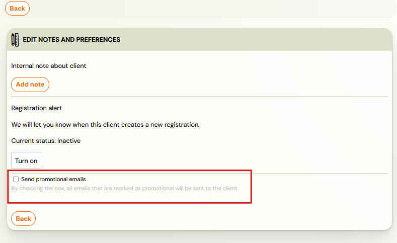 Send promotional emails checkbox Send promotional emails checkbox