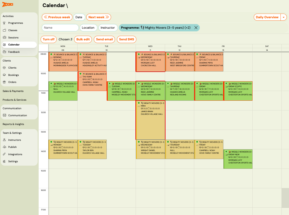Screenshot — session payment adjustments