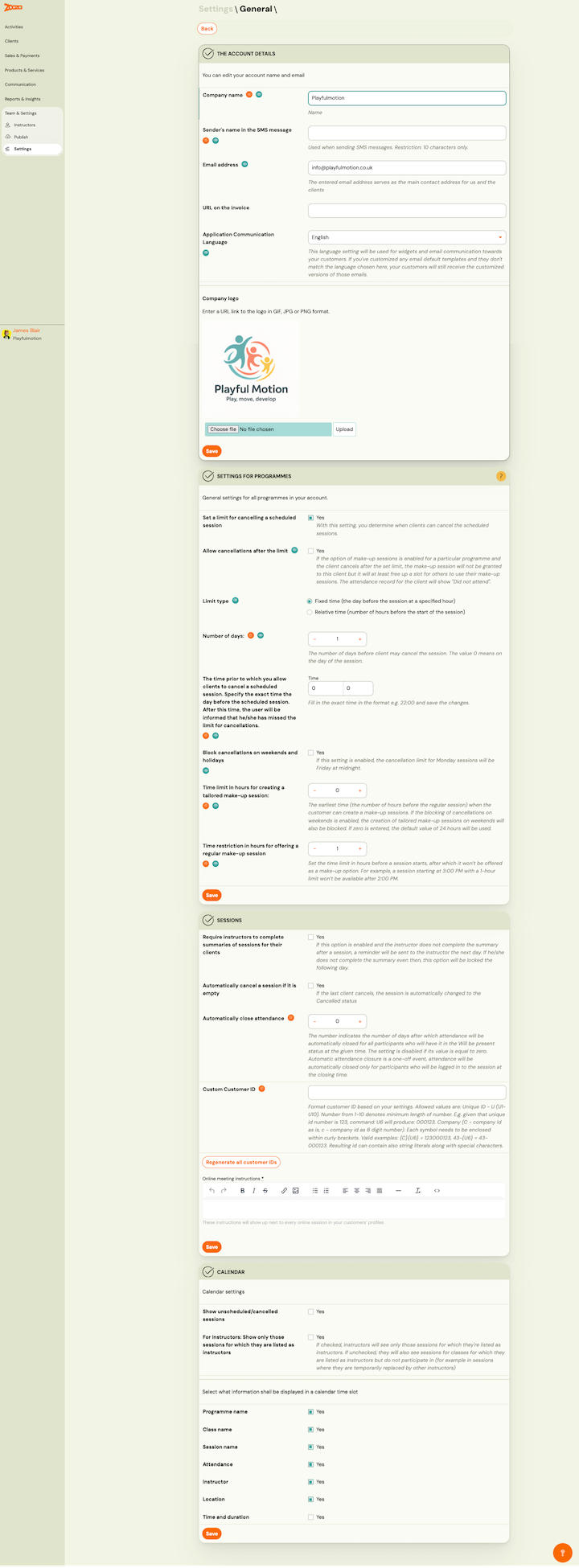 General settings