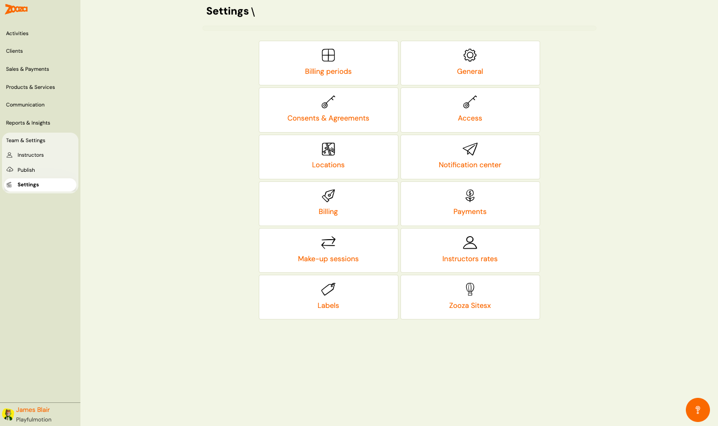 Settings hub