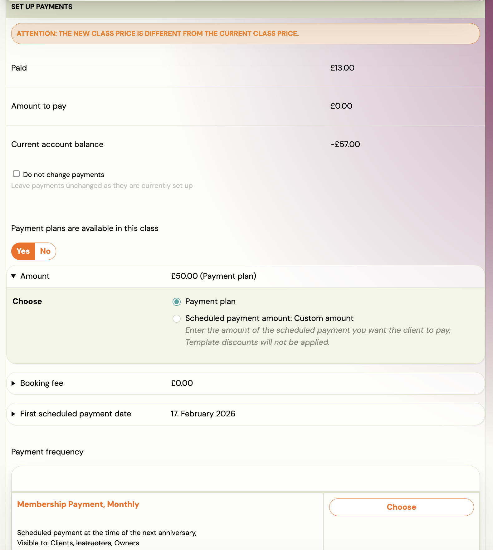 Screenshot — transfer and copy bookings