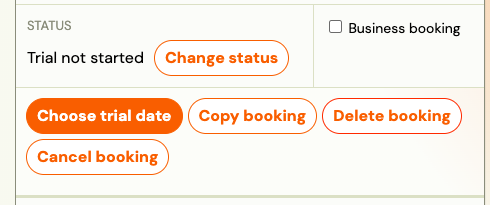 Change status button on booking detail