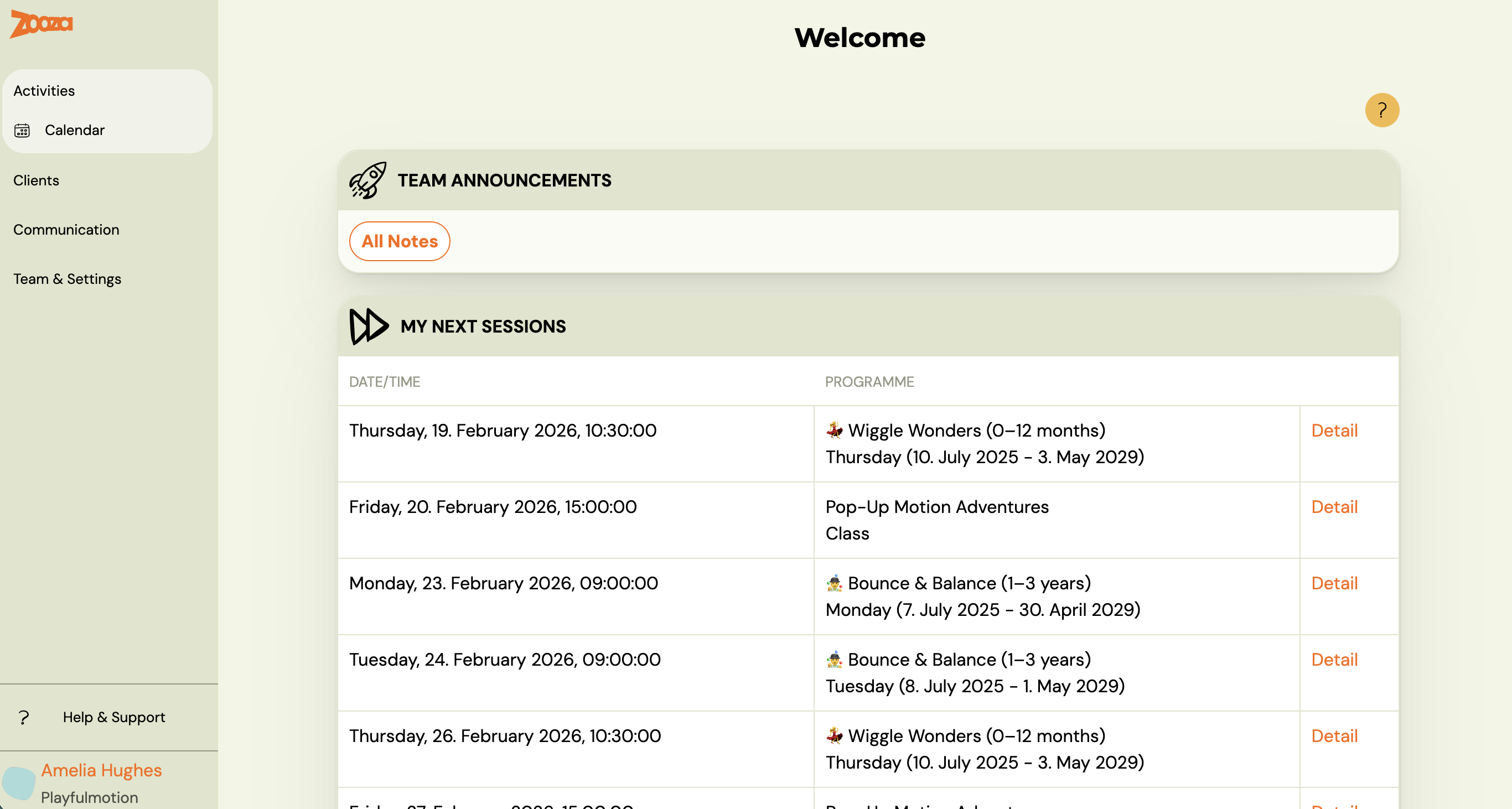 Screenshot — zooza 101 instructors