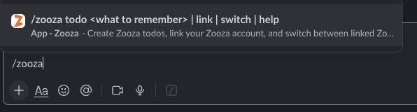 Screenshot — zooza in slack